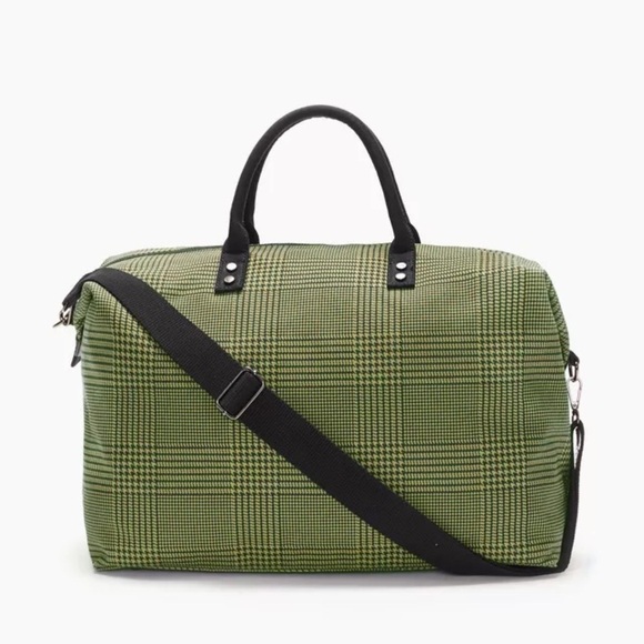 Lulu Dharma Frasier Weekender Bag in Green Plaid NWT - Picture 1 of 6